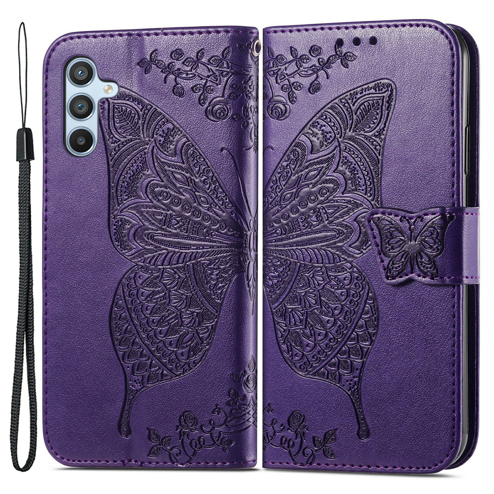 For Samsung Galaxy A54 5G PU Leather Imprinted Butterfly Pattern Phone Case Stand Wallet Folio Flip Cover with Strap For Samsung Galaxy A54 5G PU Leather Imprinted Butterfly Pattern Phone Case Stand Wallet Folio Flip Cover with Strap